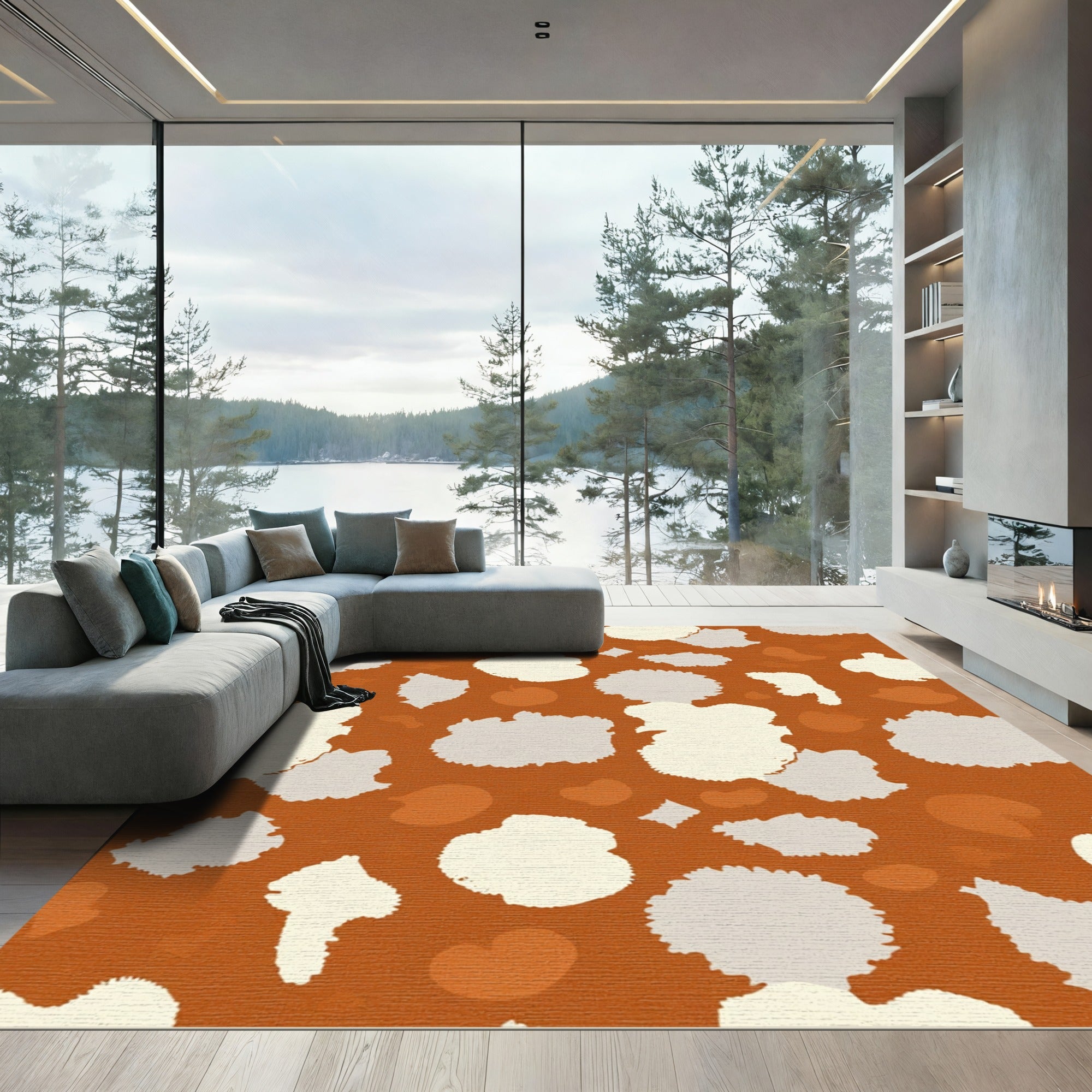 Earth Tone Organic Splatter Abstract Rug