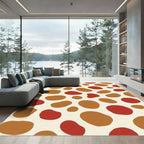 Red Brown Organic Blob Composition Rug