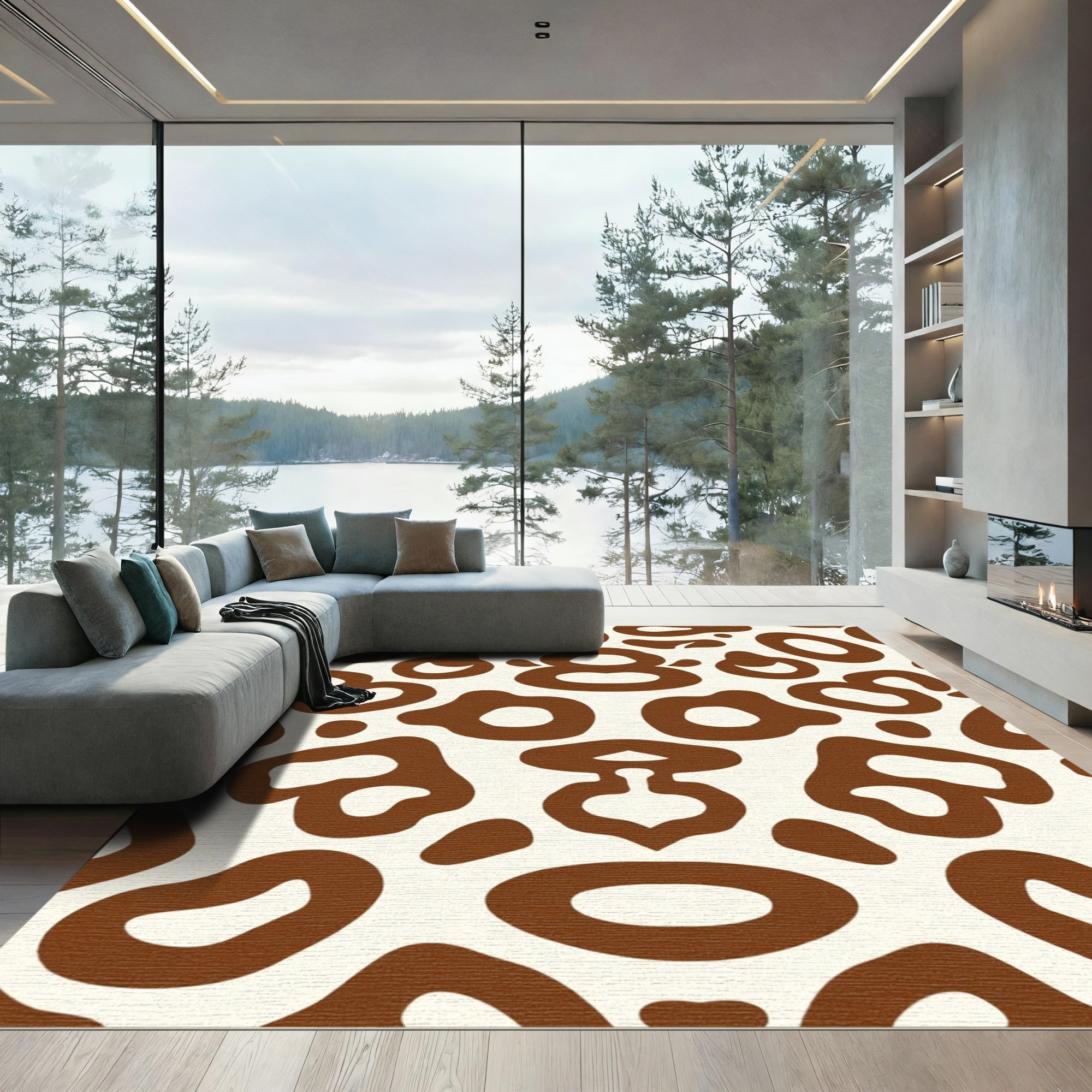 Brown Beige Organic Spot Rug