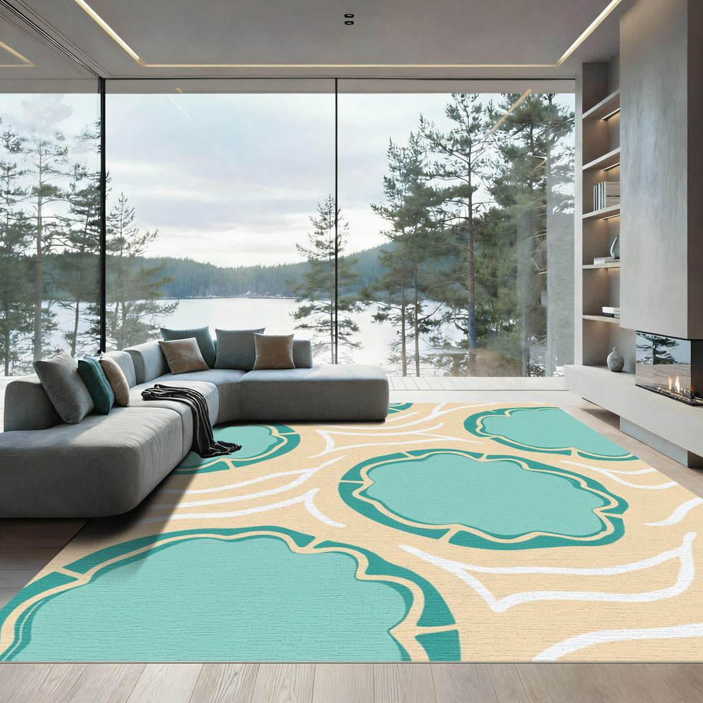 Teal Cloud Organic Contemporary Field Rug