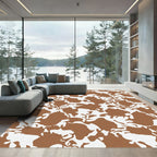 Brown White Abstract Splatter Rug