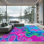 Bright Pink Turtle Ocean Floral Rug