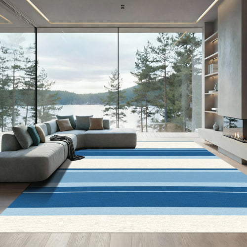 Azure Navy Striped Horizon Rug