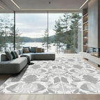 Monochromatic Abstract Scroll Damask Rug