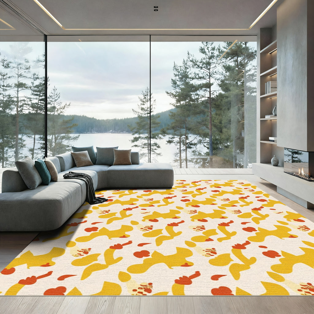 Yellow Red Abstract Blob Harmony Rug