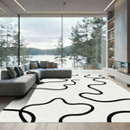 Black Organic Line Wave Rug