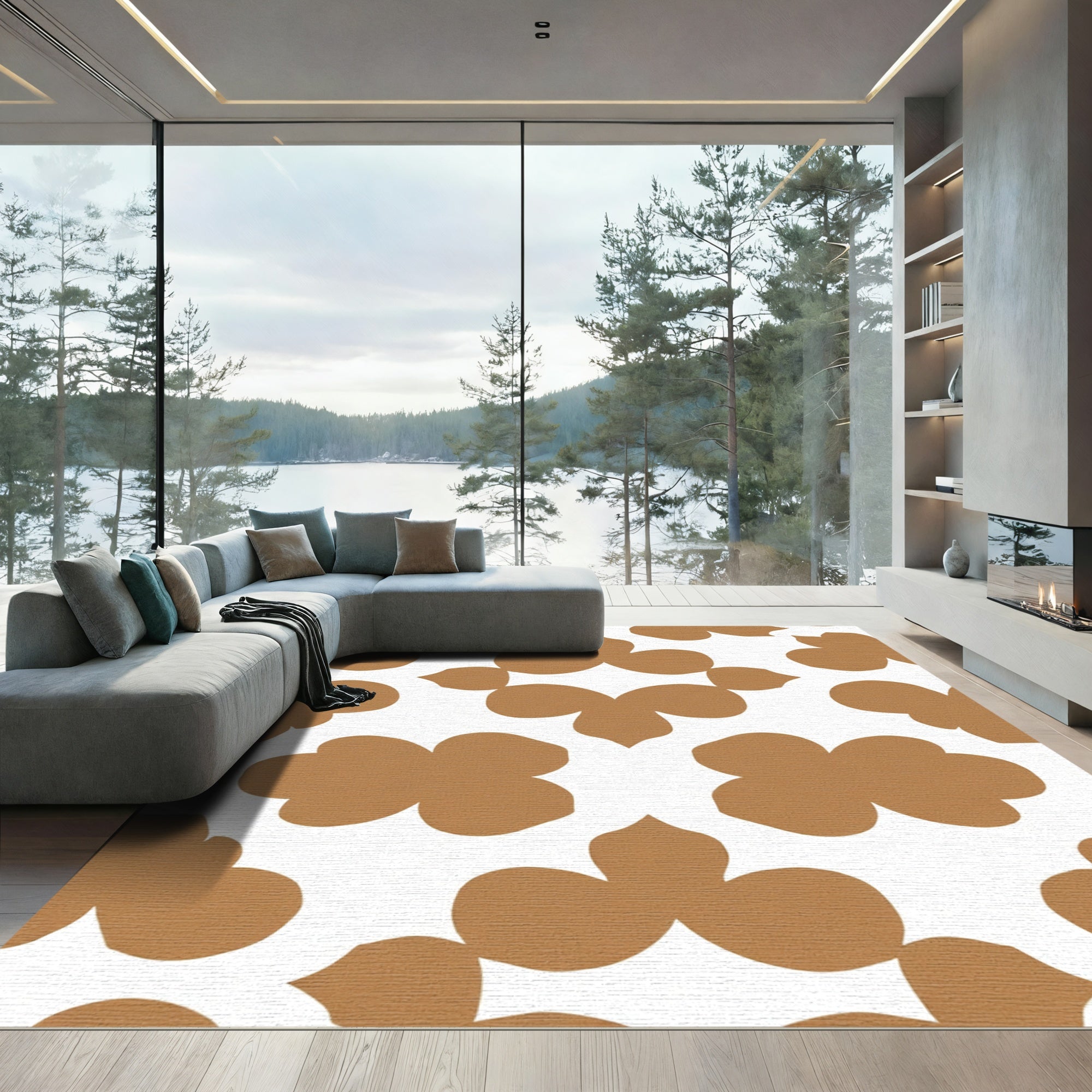 Golden Clover Geometric Contemporary Rug