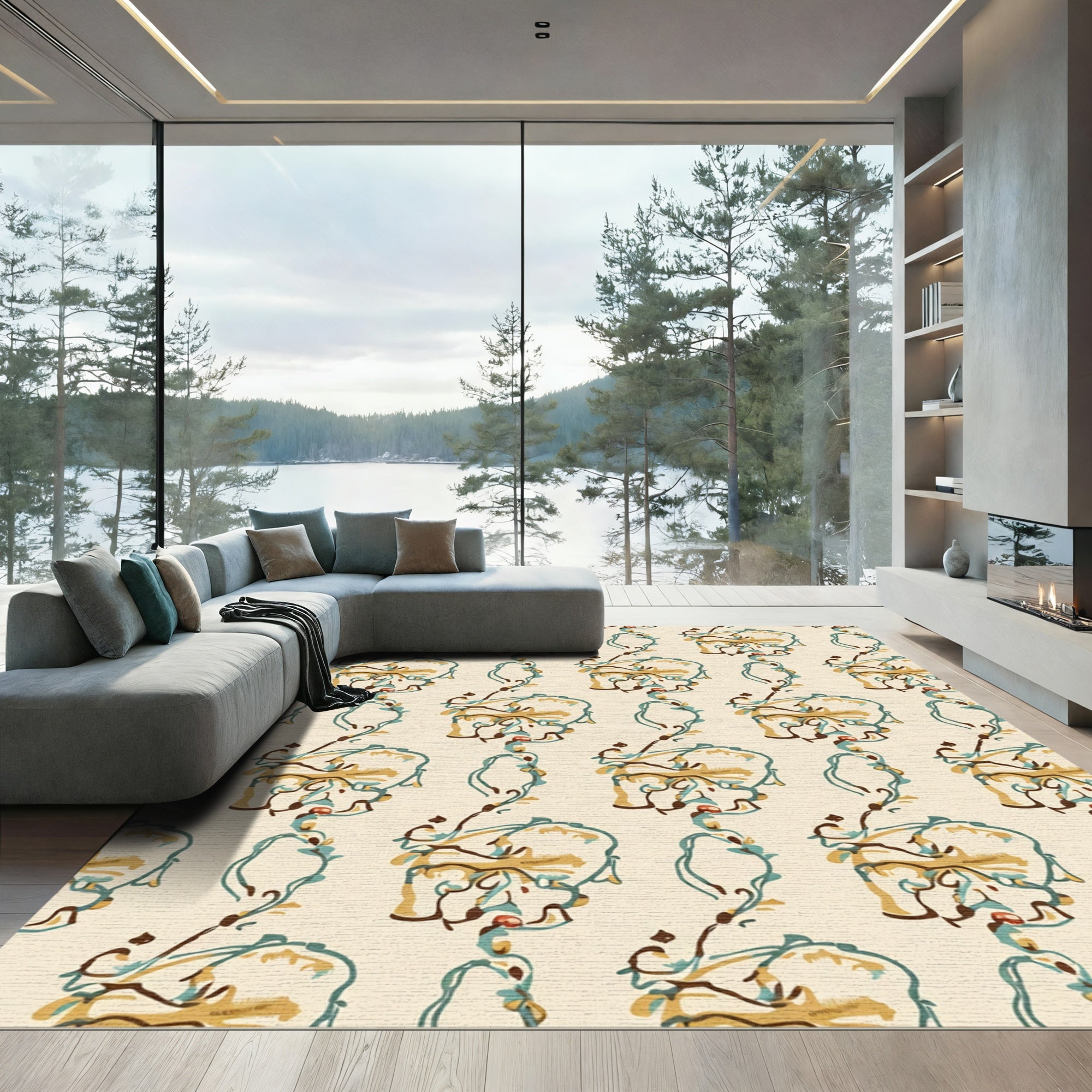 Eclectic Floral Vine Swirl Rug