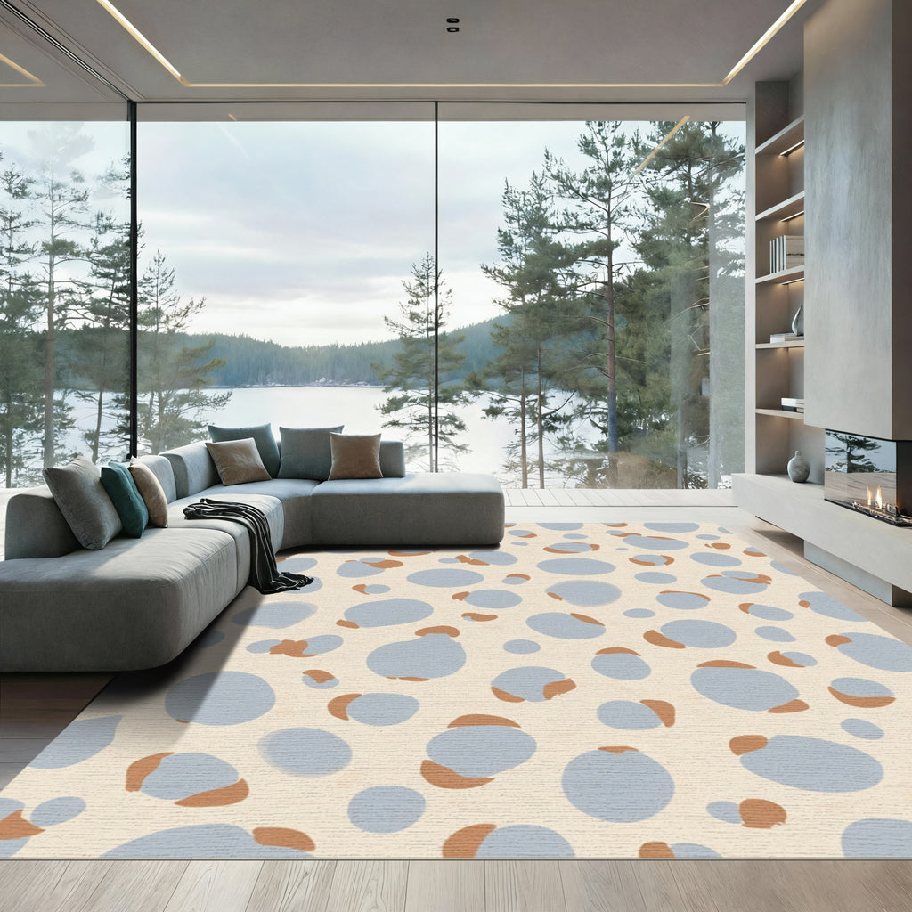 Soft Blue and Tan Organic Dots Rug