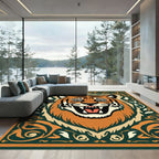 Orange Tiger Floral Border Rug