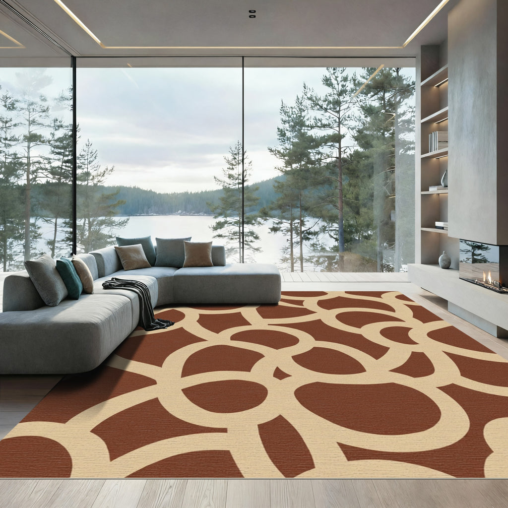 Earthy Woven Interlocking Circles Rug