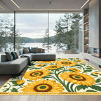 Golden Yellow Sunflower Garden Botanical Rug