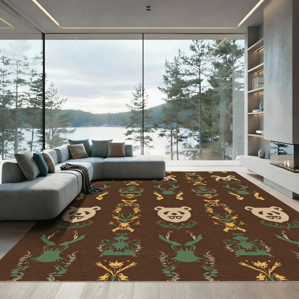 Brown Panda Laurel Whimsical Repeat Rug