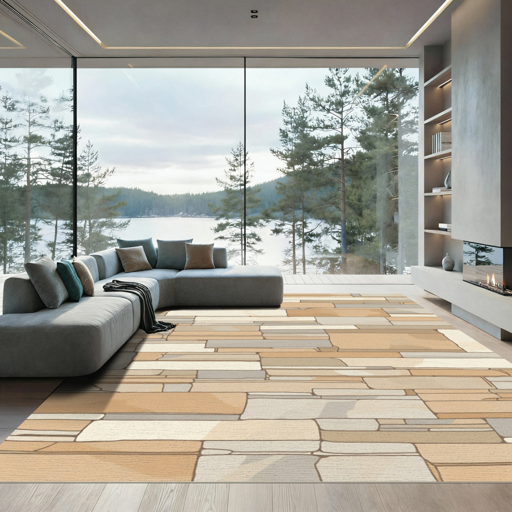 Natural Stone Stacked Rectangular Rug