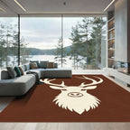 Rustic Cream Deer Head Brown Background Rug
