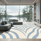 Pale Blue Wavy Diamond Abstract Rug