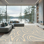 Neutral Swirl Abstract Line Rug