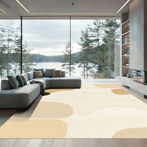 Abstract Ochre Organic Shapes Rug
