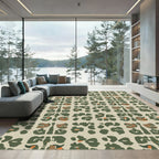 Khaki Green Abstract Animal Spots Rug