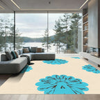 Teal Sunburst Bloom Cream Rug
