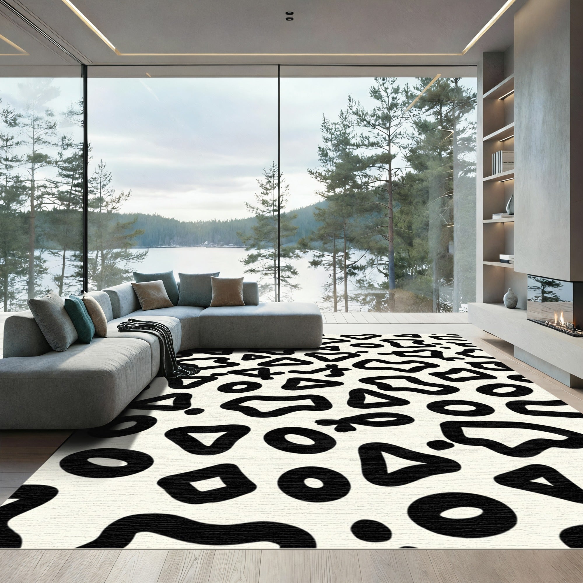 Monochromatic Abstract Shape Scatter Rug
