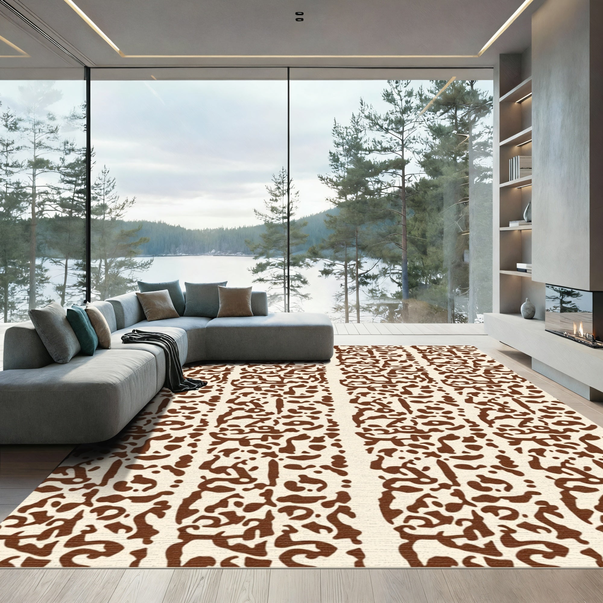 Organic Brown Cream Vertical Stripe Rug