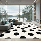 Classic Black Polka Dot Pattern Rug