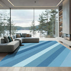 Gradient Blue Diagonal Stripe Rug