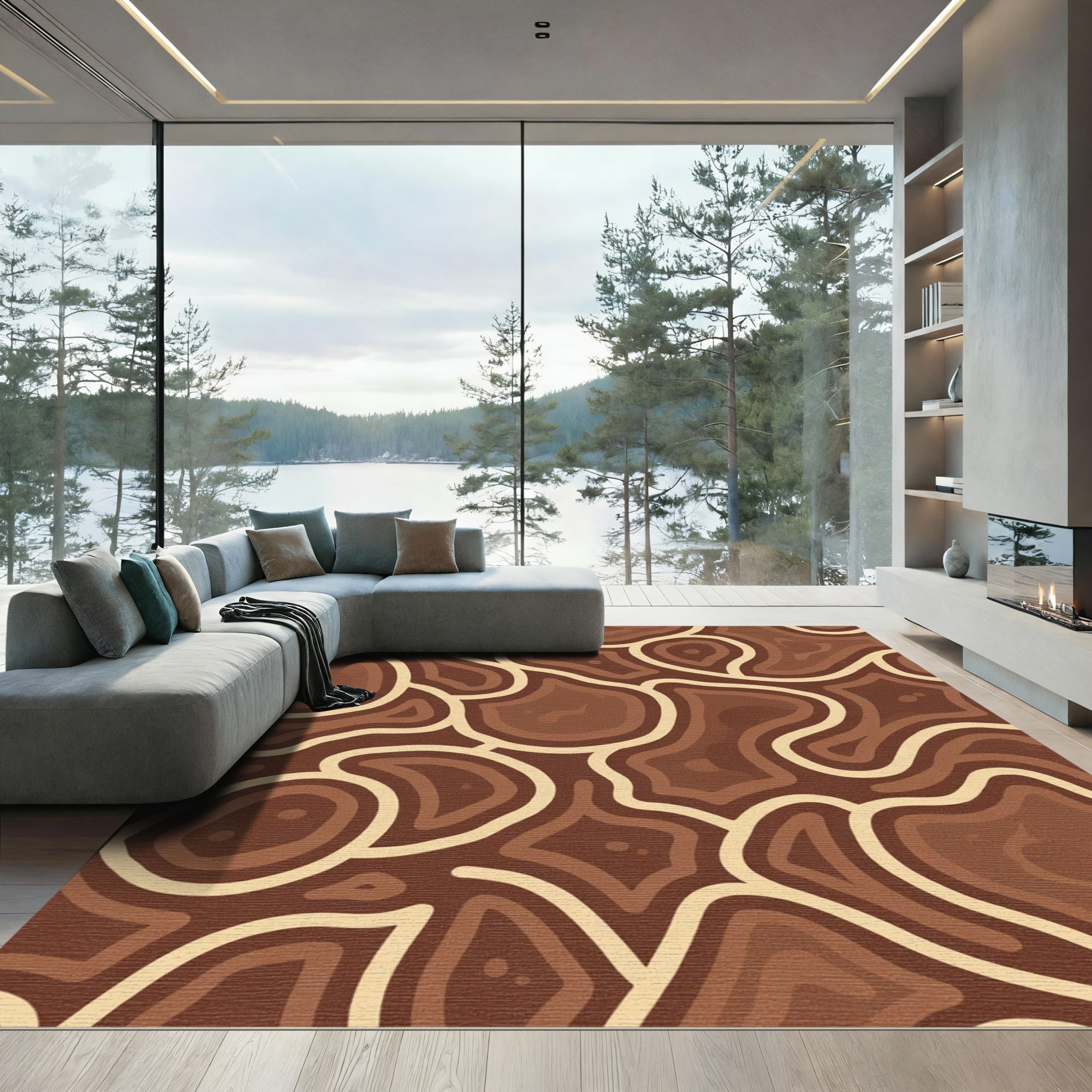 Rich Brown Agate Organic Flow Rug