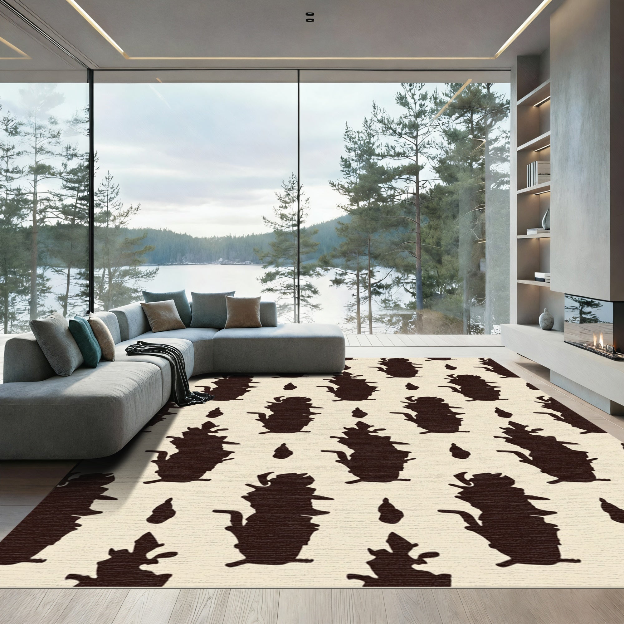 Dark Brown Organic Cactus Shape Rug