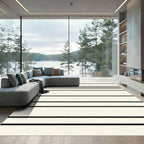 Simple Black Striped Cream Rug