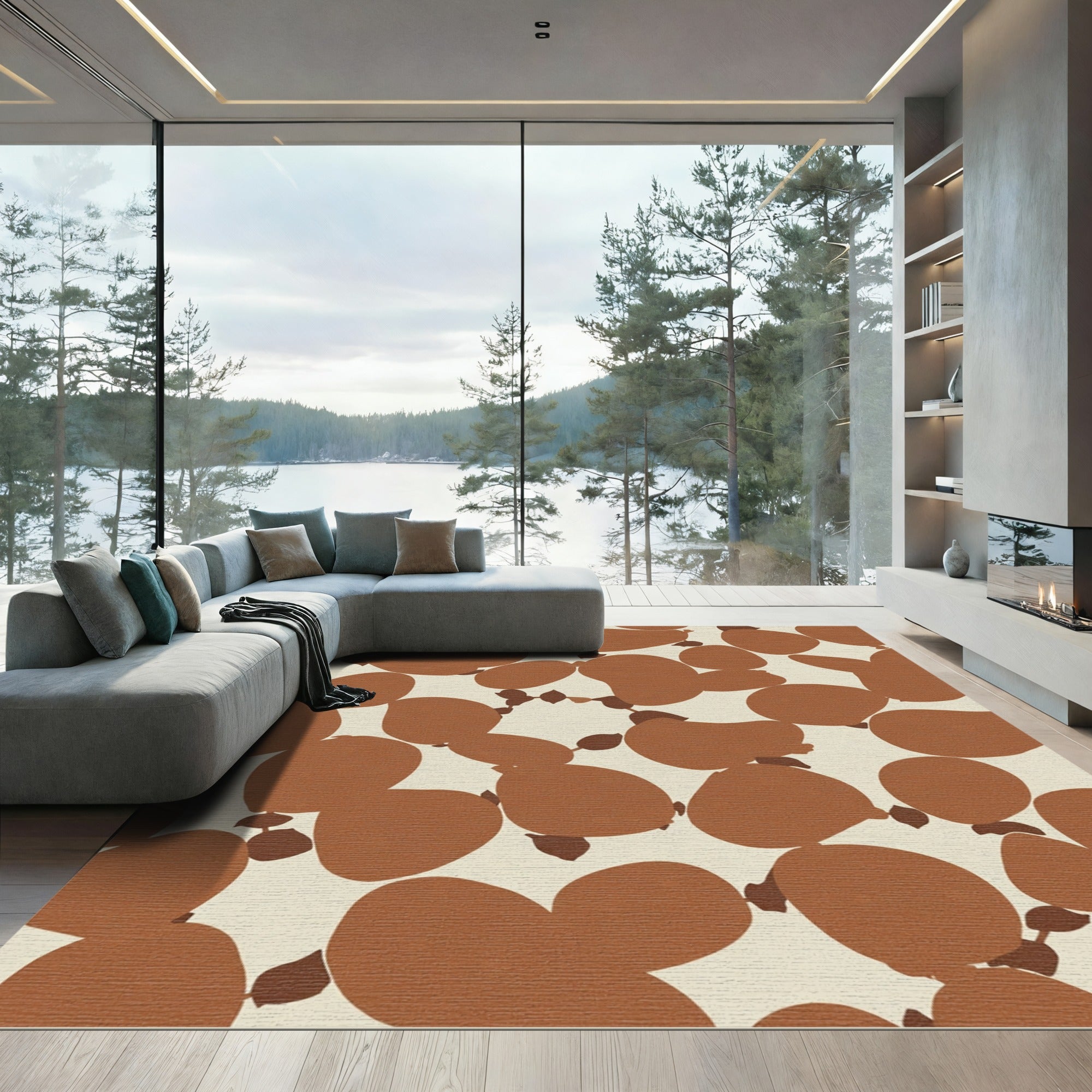 Terra Cotta Organic Abstract Drops Rug