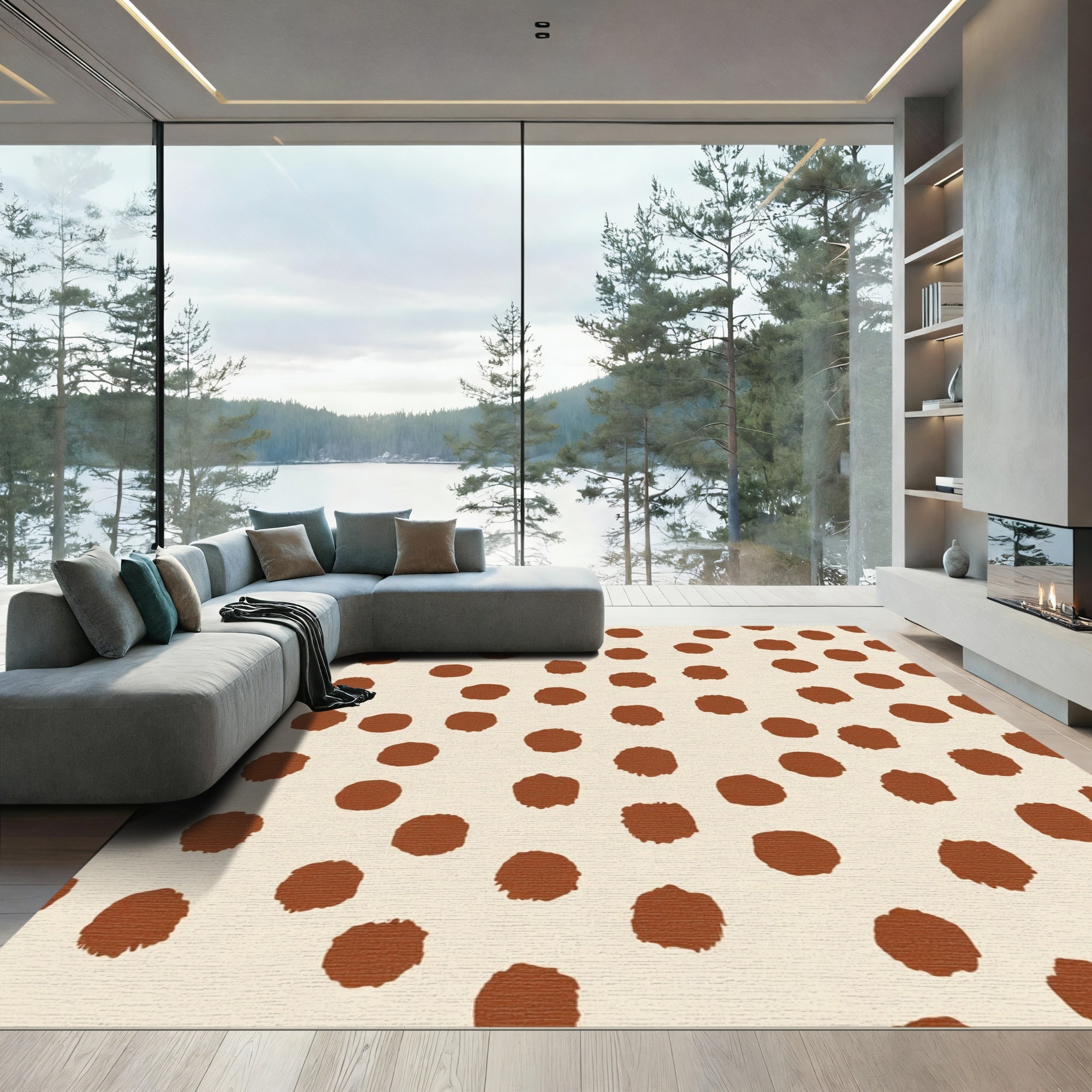 Reddish Brown Polka Dot Spots Rug