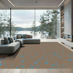 Brown Aqua Splatter Abstract Rug