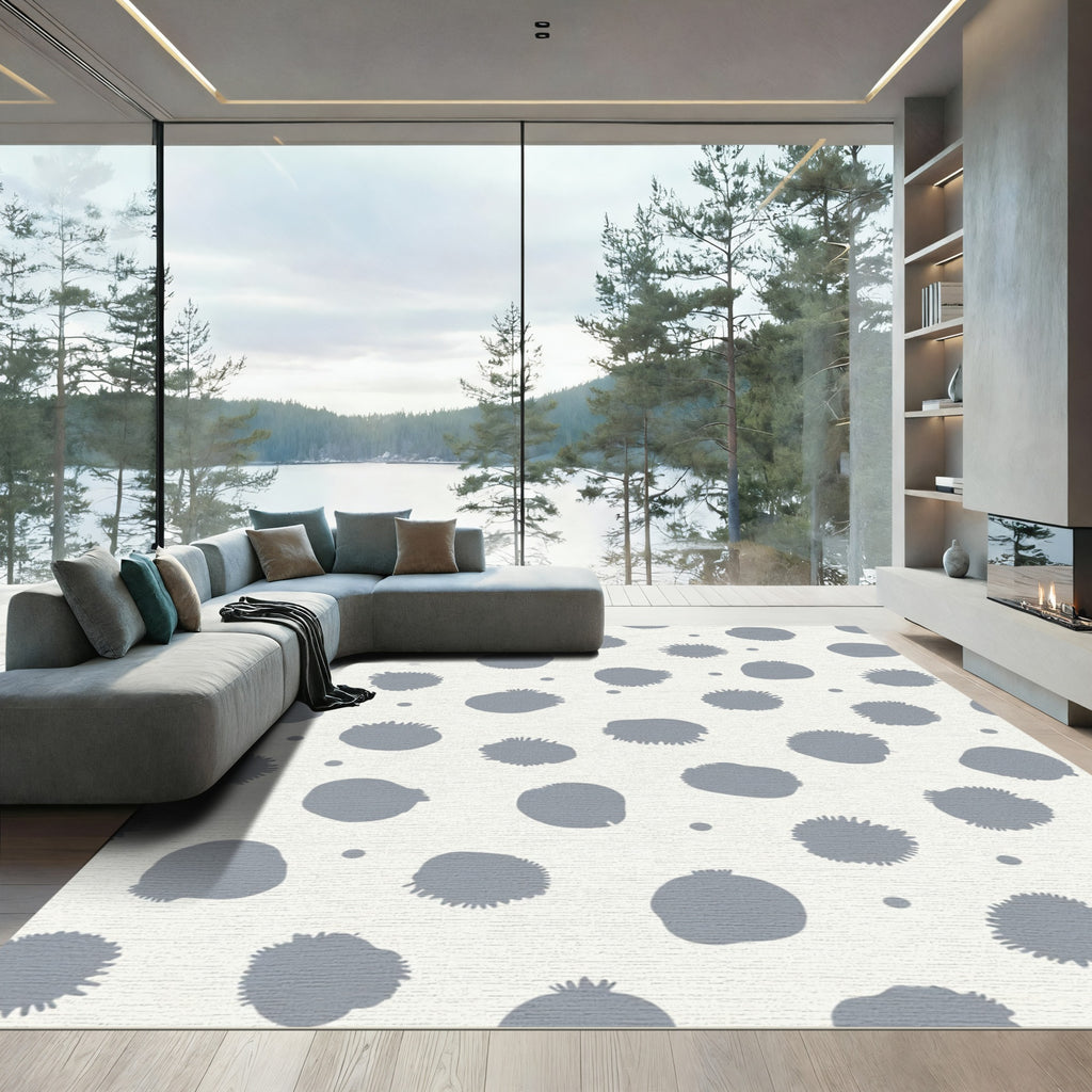 Gray Splatter Polka Dot Field Rug