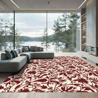 Crimson Floral Vine Cream Rug