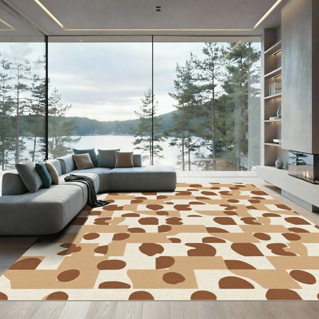 Abstract Brown Organic Collage Rug