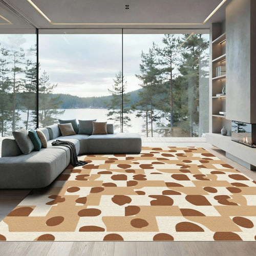 Abstract Brown Organic Collage Rug