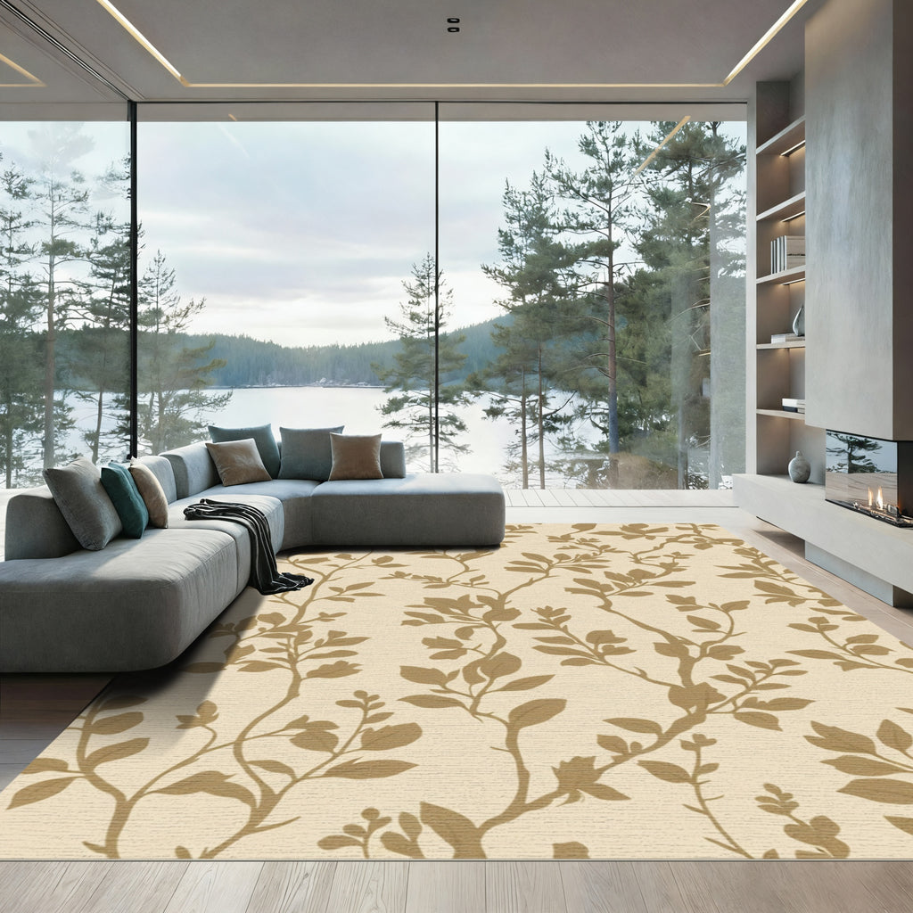Brown Floral Vine Seamless Artwork Rug
