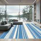 Coastal Blue And Cream Striped Rug