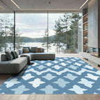 Blue Quatrefoil Chevron Geometric Rug