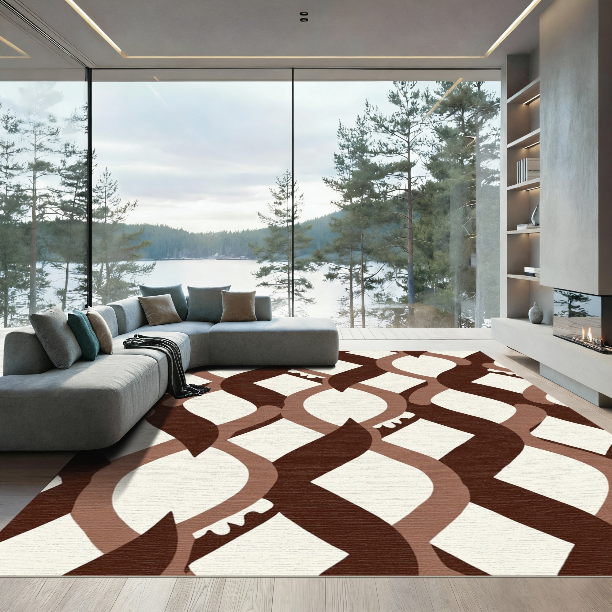 Chocolate Brown Intertwined Links Rug