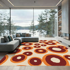 Crimson Orange Concentric Circles Rug