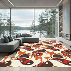 Abstract Amber Red Swirl Rug
