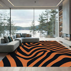 Bold Orange Black Abstract Stripes Rug