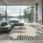 Dark Plaid Speckled Abstract Rug