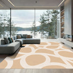 Beige And White Interlocking Organic Shapes Rug