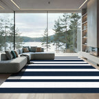 Classic Navy White Stripe Repeat Rug
