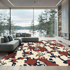 Abstract Camouflage Rust Navy Beige Rug