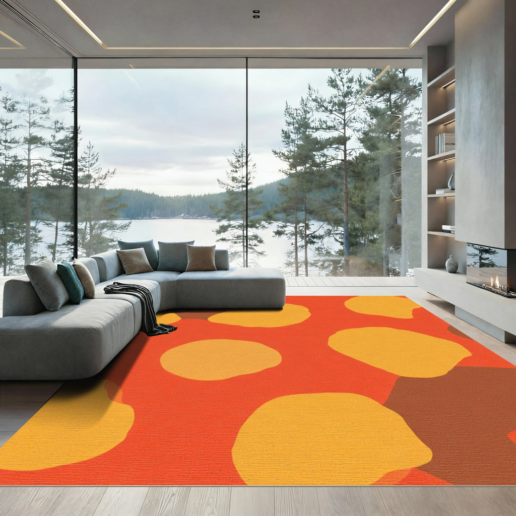 Vibrant Orange Abstract Blob Rug